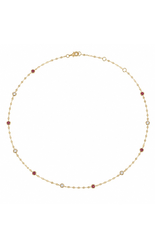 Shy Creation 14k Yellow Gold .11ctw Ruby and .09ctw Diamond 18'' Necklace SC55029869