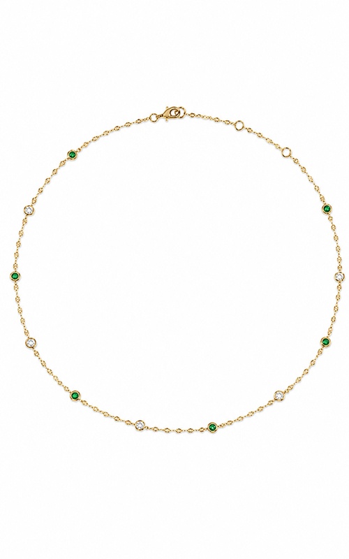Shy Creation 14k Yellow Gold .09 Emerald and .09ctw Diamond 18'' Necklace SC55029872