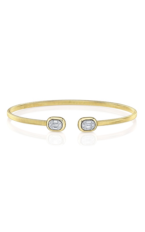 Shy Creation 14k Yellow Gold .20ctw Diamond Baguette Bangle Bracelet B22001111V4ZS