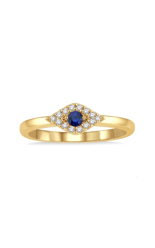 Albert's 10k Yellow Gold 2.6mm Round Sapphire and .10ctw Diamond Evil Eye Ring 44538TSSPYG