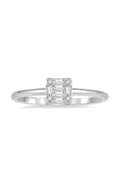 Albert's 10k White Gold .12ctw Baguette Round I-J I1-I2 Diamond Petite Ring 386C8TGWG