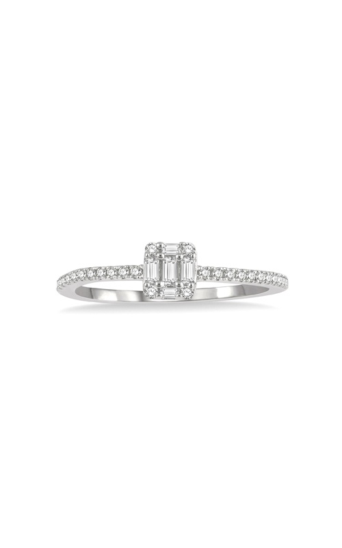 Albert's 10k White Gold .25ctw Baguette and Round I-J I1-I2 Diamond Petite Ring 386F6TGWG