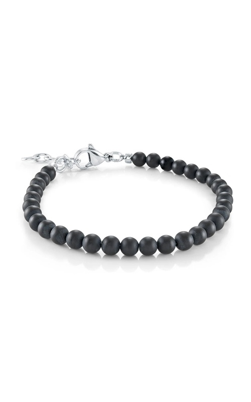 Italgem Junior Stainless Steel Black IP 7'' 4mm Matte Adjustable Onyx Bead Bracelet BB-430