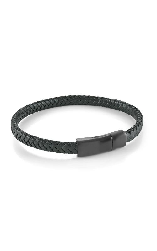Italgem Junior Stainless Steel Black IP Matte 7'' 6mm Black Leather Bracelet SLB690-7