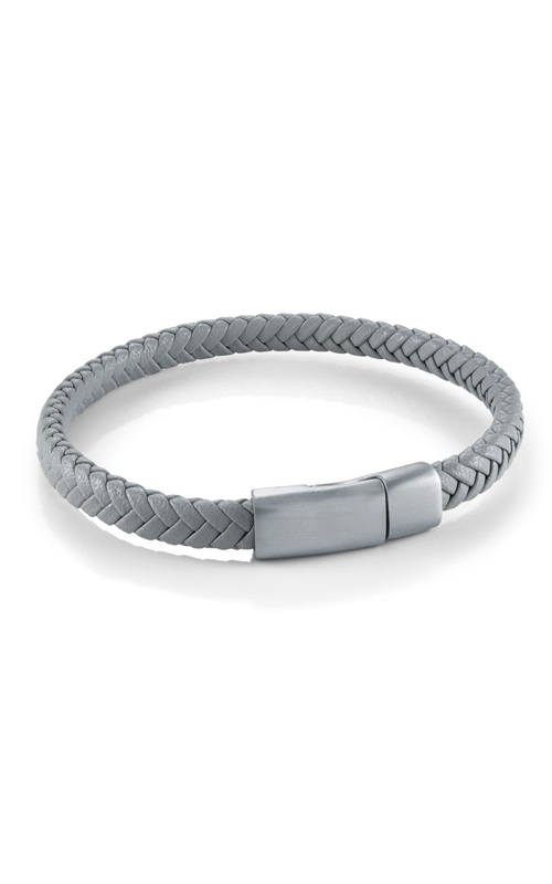 Italgem Junior Stainless Steel Matte 7'' 6mm Grey Leather Bracelet SLB691-7