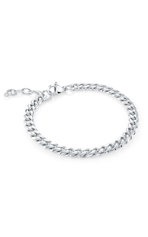 Italgem Junior Stainless Steel 7'' 4.6mm High Polish Adjustable Curb Bracelet SPN28-6+1