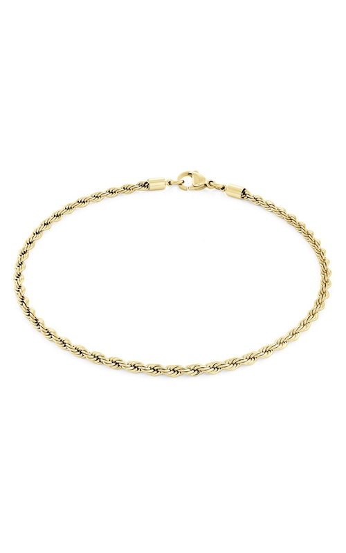 Italgem Junior Stainless Steel Gold IP 7'' 3mm Rope Bracelet SYN28-6+1