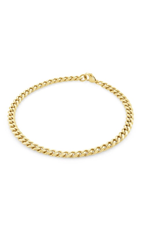Italgem Junior Stainless Steel and Gold IP 7'' 4.6mm High Polish Curb Bracelet SYN8-6+1