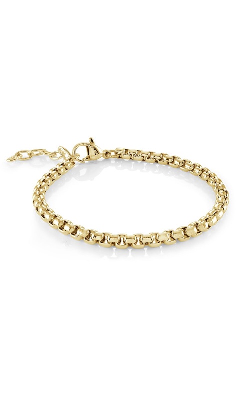 Italgem Junior Stainless Steel Gold IP 7'' 3.5mm Adjustable High Polish Round Box Bracelet SYPN32-6+1