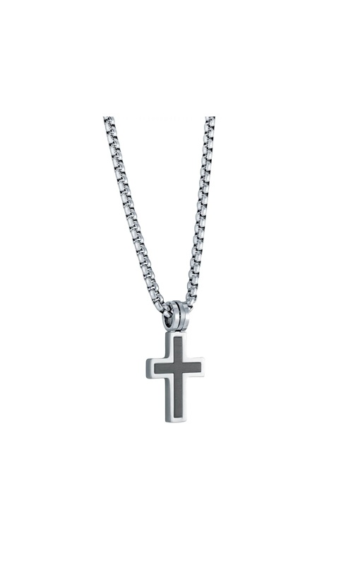 Italgem Junior Stainless Steel Black IP Brushed Cross with Adjustable 18-20'' Chain SC167-18+2