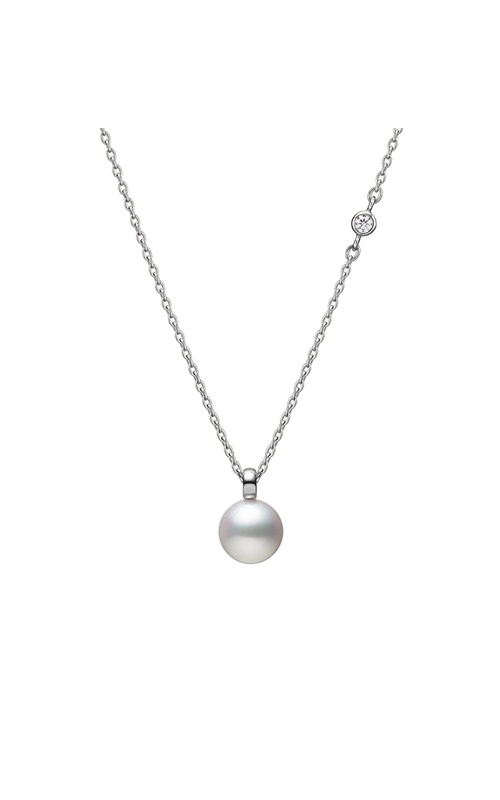 Mikimoto 18k White Gold 7mm A+ Pearl and .02ctw Diamond Adjustable 16-18'' Necklace