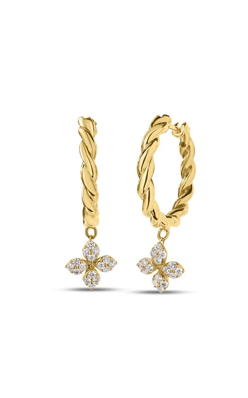 Roberto Coin 18k Yellow Gold .27ctw Diamond Twist Hoop Earrings 7773841AYERX