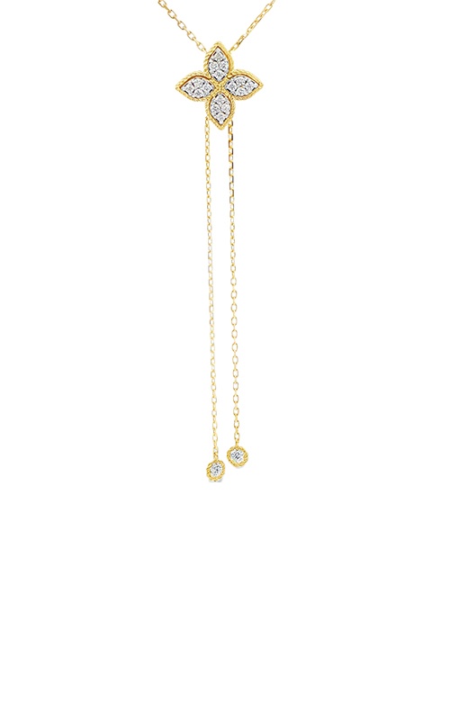 Roberto Coin 18k Yellow and White Gold .25ctw Round Diamond Princess Flower Lariat Necklace 7773884AJ23X