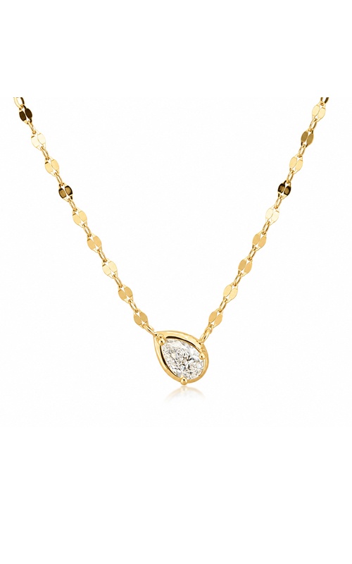 Shy Creation 14k Yellow Gold .23ct Pear Diamond with 18'' Adjustable Sparkle Chain SC55029714