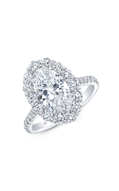 Rahaminov Diamonds 18k White Gold 1.51ct Moval G SI2 GIA and .95ctw Round Diamond Engagement Ring M64-0081