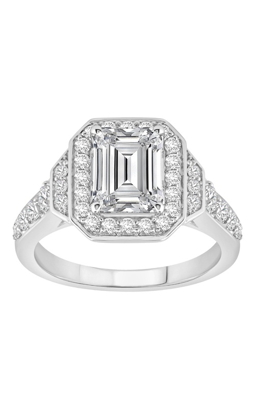 Albert's 14K White Gold 2 3/4CTW Emerald Lab Grown Diamond Center with Round Lab Grown Diamond Halo and Sides LGE4137-14W-20A
