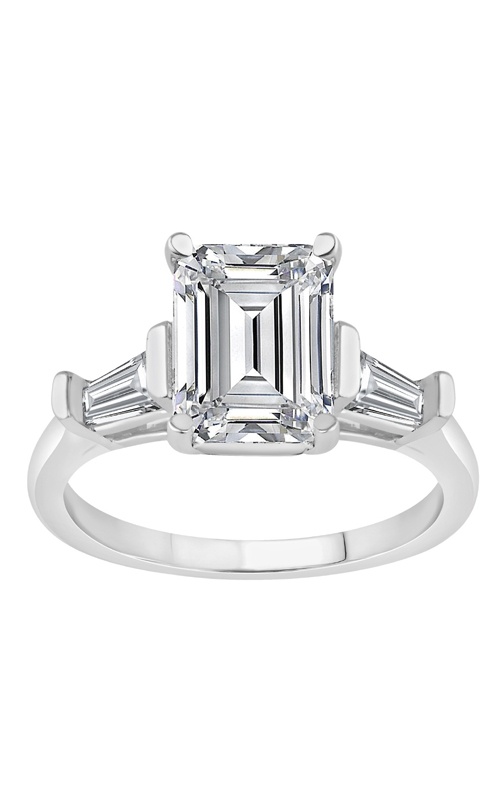 Albert's 14k White Gold 3.50ctw Emerald Cut Lab Diamond Center and Baguette Lab Grown Diamond Engagement Ring LGE4163-14W-20A