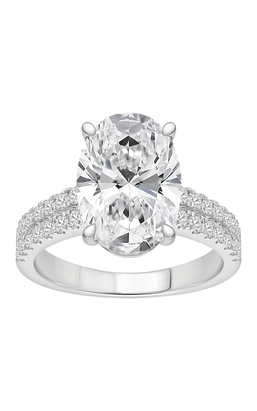 Albert's 14k White Gold 4.50ctw Oval Lab Grown Diamond Center and Round Diamond Engagement Ring LGE4184-14W-20A