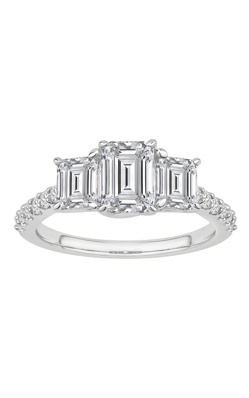Albert's 14k White Gold 2ctw Lab Grown Diamond 3 Stone Emerald Shaped Engagement Ring LGT4014-14W-20A