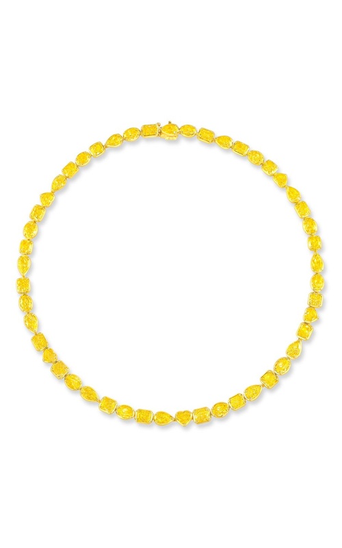 Rahaminov Diamonds 18k Yellow Gold 16'' 53.56ctw Mixed Shaped Fancy Yellow Diamond Tennis Necklace NK-9071