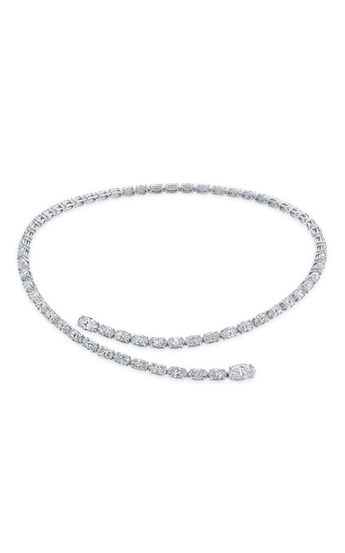 Rahaminov Diamonds 18k White Gold 28.27ctw Moval E SI1 GIA Diamond Necklace MNK-0188