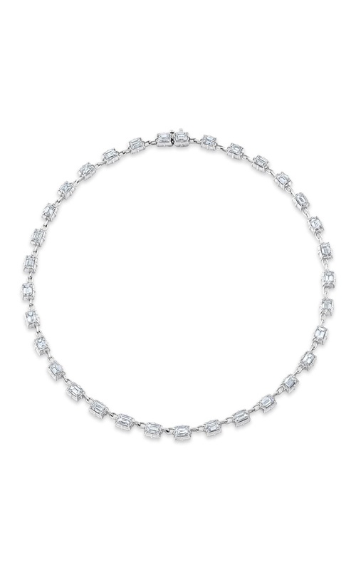 Rahaminov Diamonds 18k White Gold 16.25'' 13.16ctw Emerald Cut F-G VS Tennis Necklace NK-9177