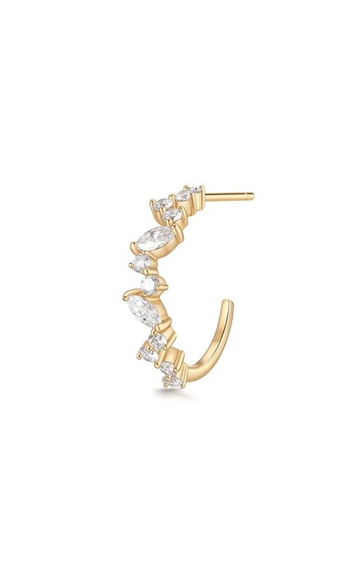 Aurelie G 14k Yellow Gold Leandra Marquise Round Lab .35ctw Huggie Earring AGGE05609G-LGD