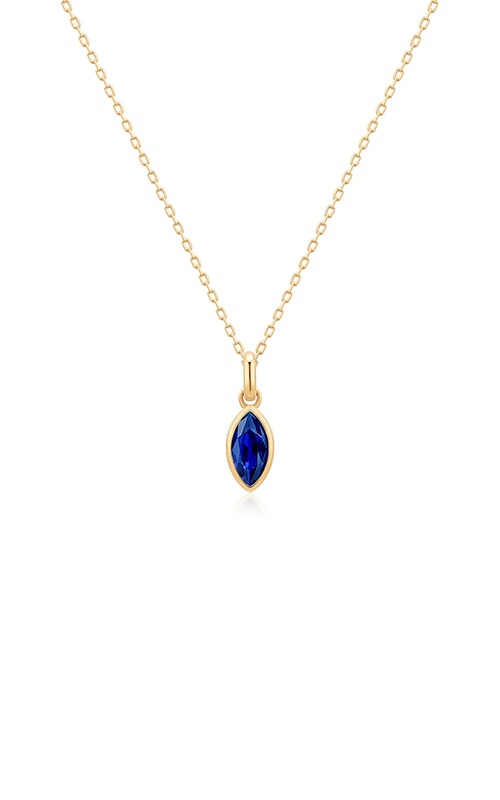 Aurelie G 14k Yellow Gold Paloma Bezel Marquise Lab Grown Sapphire Necklace AGGN05702G-LSA
