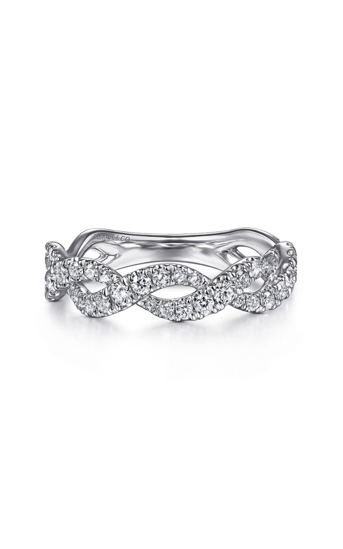 Gabriel 14k White Gold .61ctw Round G-H SI Anniversary Twist Band AN15301W44JJ