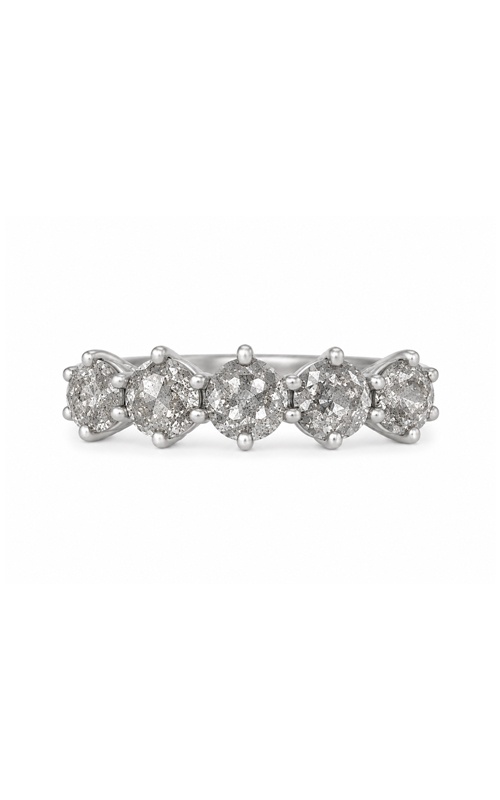Ashley Lauren White Gold 5 Round 2.05ctw Salt and Pepper Diamond Ring SALTPEPPER-BAND