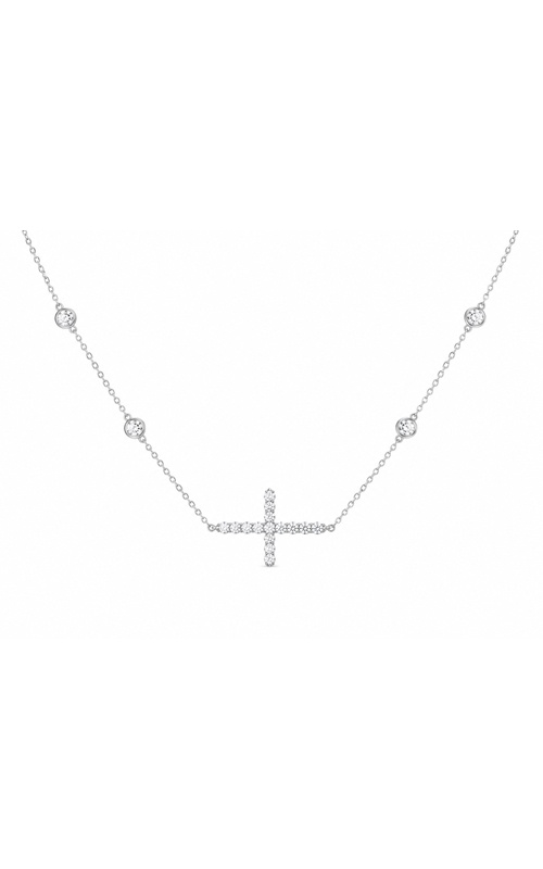 Roberto Coin 18k White Gold .71ctw G VS2 Round Diamond Station 19'' Necklace with Sideways Cross V119506