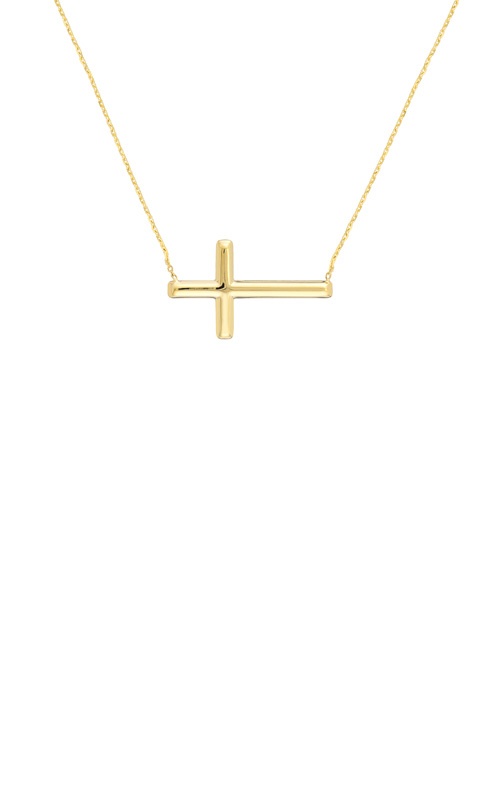 Albert's 14k Yellow Gold Sideways Cross 18'' Adjustable Necklace MF020183-14Y_18