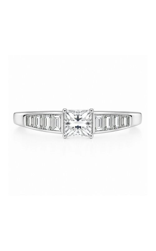 Albert's 14k White Gold .58ct Radiant H VS2 and .79ctw Diamond Melee Engagement Ring 459116D-ENG