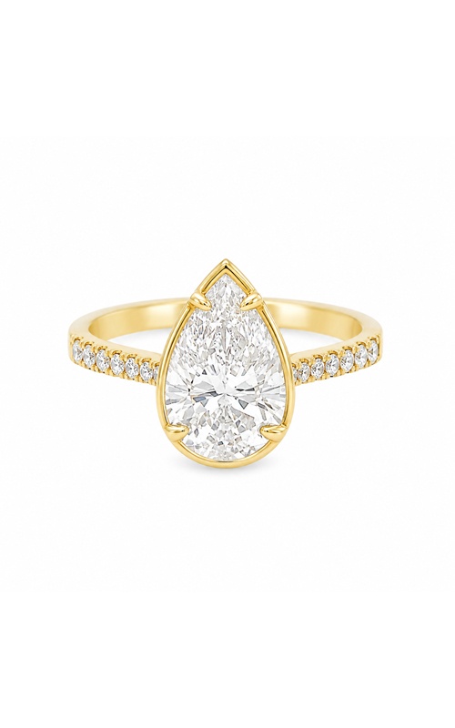 Ashley Lauren 14k Yellow Gold 2ct Pear Diamond Center and .16ctw Round Melee Engagement Ring ER12778-PS205A