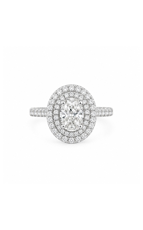 Albert's 14k White Gold 1ct Oval Center G SI2 and .74ctw Round Double Halo Engagement Ring ER9852-O102A