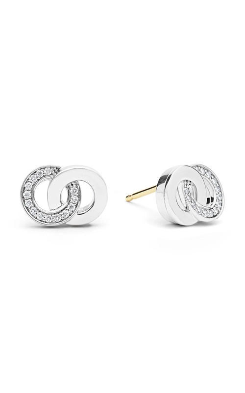 LAGOS Sterling Silver Signature Caviar Interlocking Circle .14ctw Diamond Stud Earrings 01-82180-DD