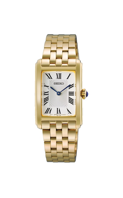 Seiko Essentials Men's 28.4mmm Gold Tone White Tank Watch SWR052