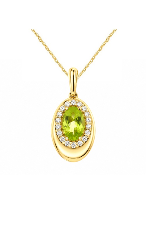 Albert's 14k Yellow Gold .77ct Oval Peridot and .15ctw Diamond Necklace H4166X