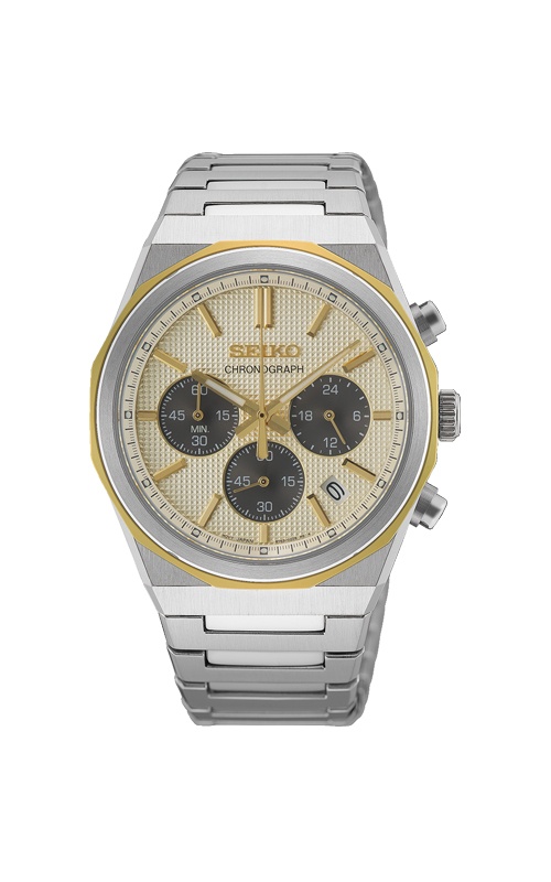 Seiko Essentials Chronograph Two Tone Champagne Dial Watch HGK001