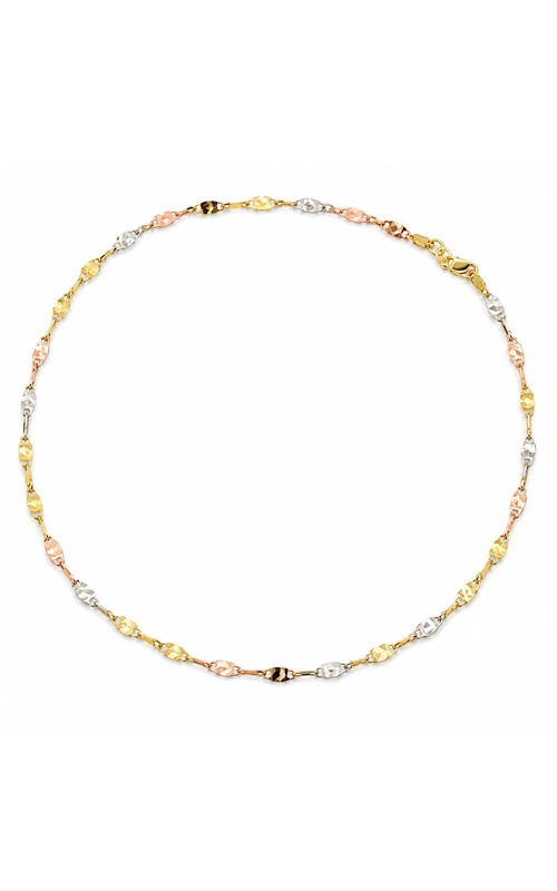 Albert's 10k Gold Tri Color Fancy Diamond Cut Ankle Bracelet FANCY-1.9MM-10K-10