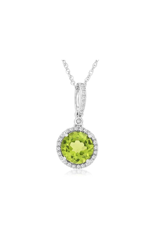 Albert's 14k Yellow Gold 1.80ct Round Peridot and .12ctw Diamond Necklace With 18'' Chain C6063X