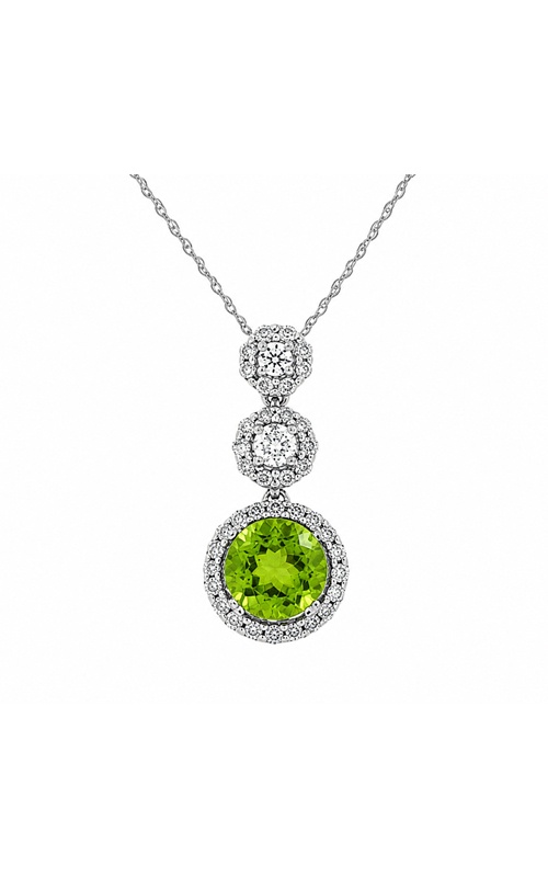 Albert's 14k White Gold .95ct Peridot Round and .29ctw Diamond Necklace With 18'' Chain WC6615X