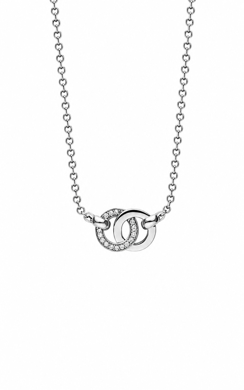 LAGOS Sterling Silver 16-18'' Signature Caviar .11tw Interlocking Circle Diamond Necklace 04-81311-DDML