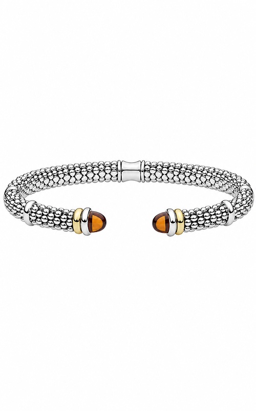 LAGOS Sterling Silver 18ky Signature Caviar 5mm Two-Tone Citrine Versa Torque Bracelet 05-81724-C7