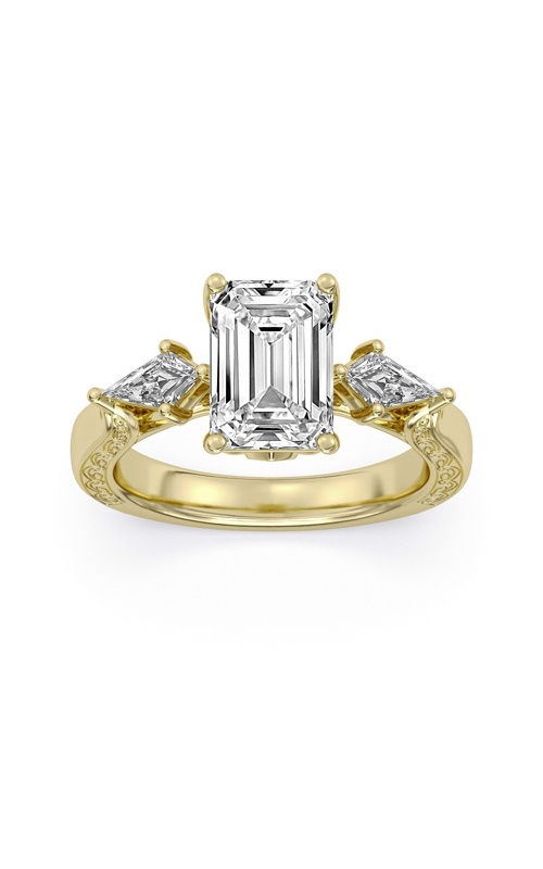 Centurion 18K Yellow Gold 3.07Ct E VS2 Lab Grown Emerald .73Ctw Kite Lab Grown Engagement Ring RG072098-EMH3C-HE-YLG14-7