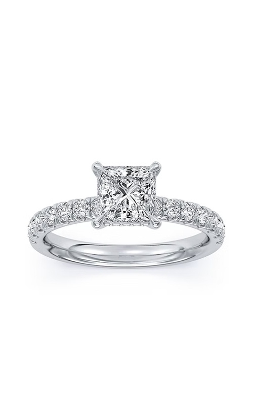 Centurion 14k White Gold 100 Facets 1.53ct F VS2 Princess Cut Center and .56ctw Round Lab Grown Diamond Hidden Halo Engagement Ring RG064179-PC-H1.5C-WLG14-7
