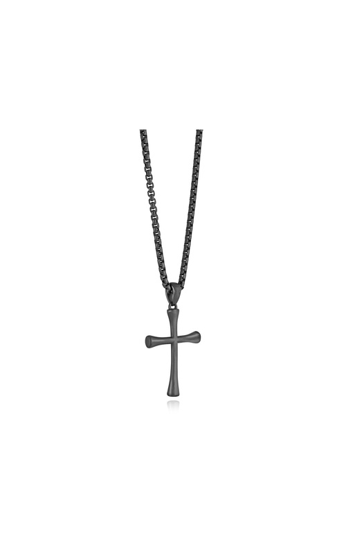 Italgem Stainless Steel Black IP 20'' Cross Necklace SC315-BLK