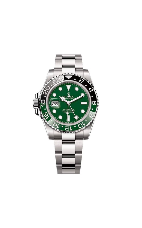 Pre-Owned Rolex 18k White Gold GMT Master II 40 Green Ceramic Dial Oyster Bracelet Watch 126729VTNR