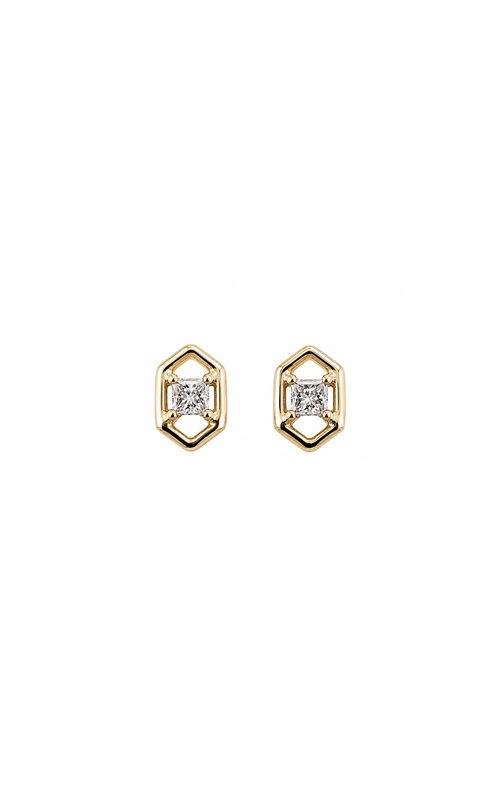 Ashley Lauren 14k Yellow Gold .11ctw Princess Cut Geometric Diamond Stud Earrings E2678-14Y-ADJ