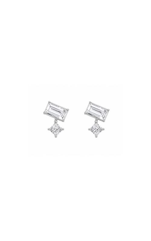 Ashley Lauren 14k White Gold .06ctw Baguette and .03ctw Round Diamond Stud Earrings E2686-14W-ADJ